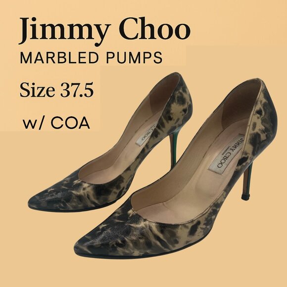 Jimmy Choo Marbled Leather Pumps – Size 37.5 (with COA)